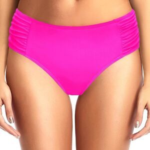 Tempt Me Women Bikini Bottoms Mid Waist Ruched Swim Bottom L NWT